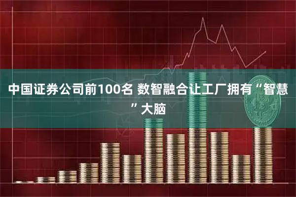中国证券公司前100名 数智融合让工厂拥有“智慧”大脑